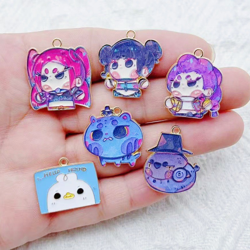 Gaming Accessories Gifts - 10 Stück Cartoon-Anime-Anhänger, Öltropfen-Design, Legierung, DIY-Ohrringe,