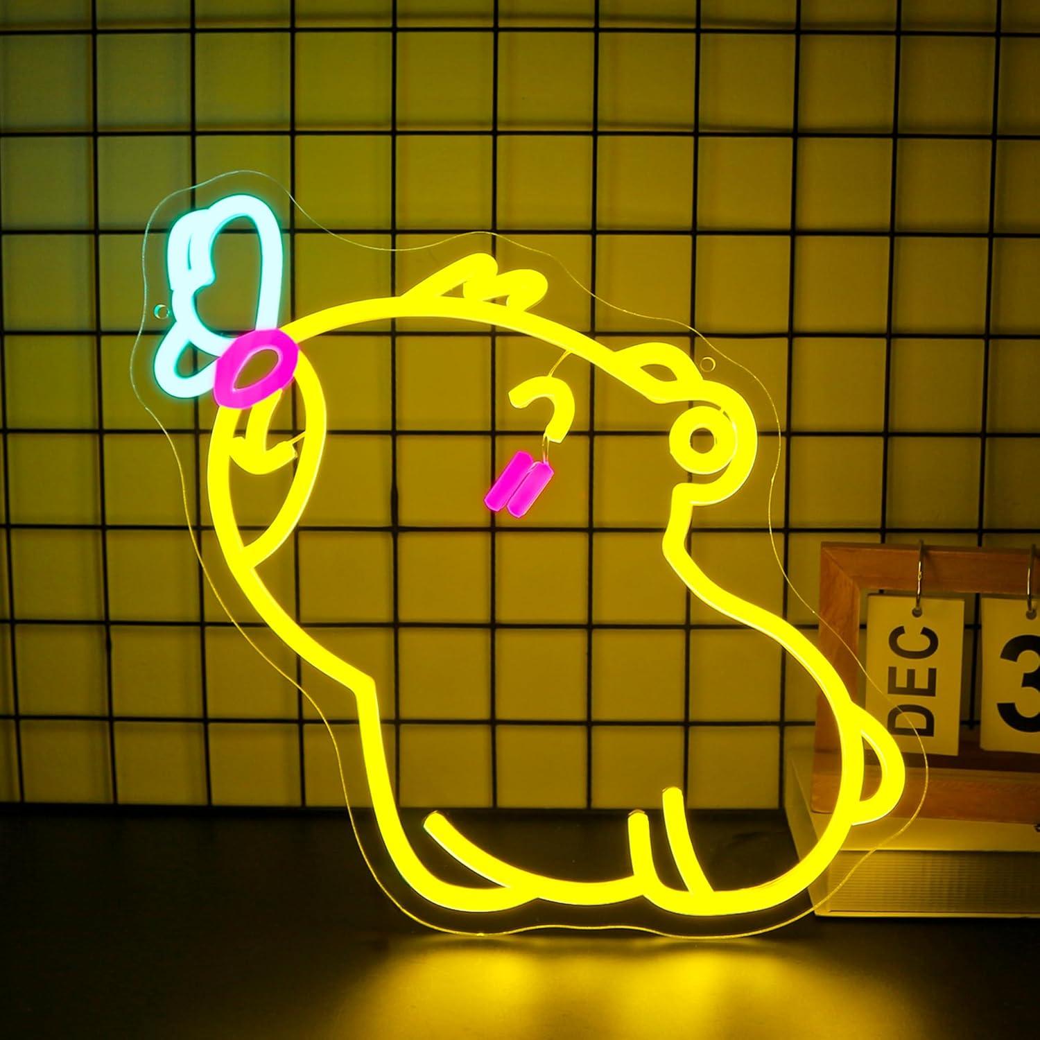 Gaming Accessories Shop - Capybara Neon-Schild USB Dimmbare LED-Neonlichter für