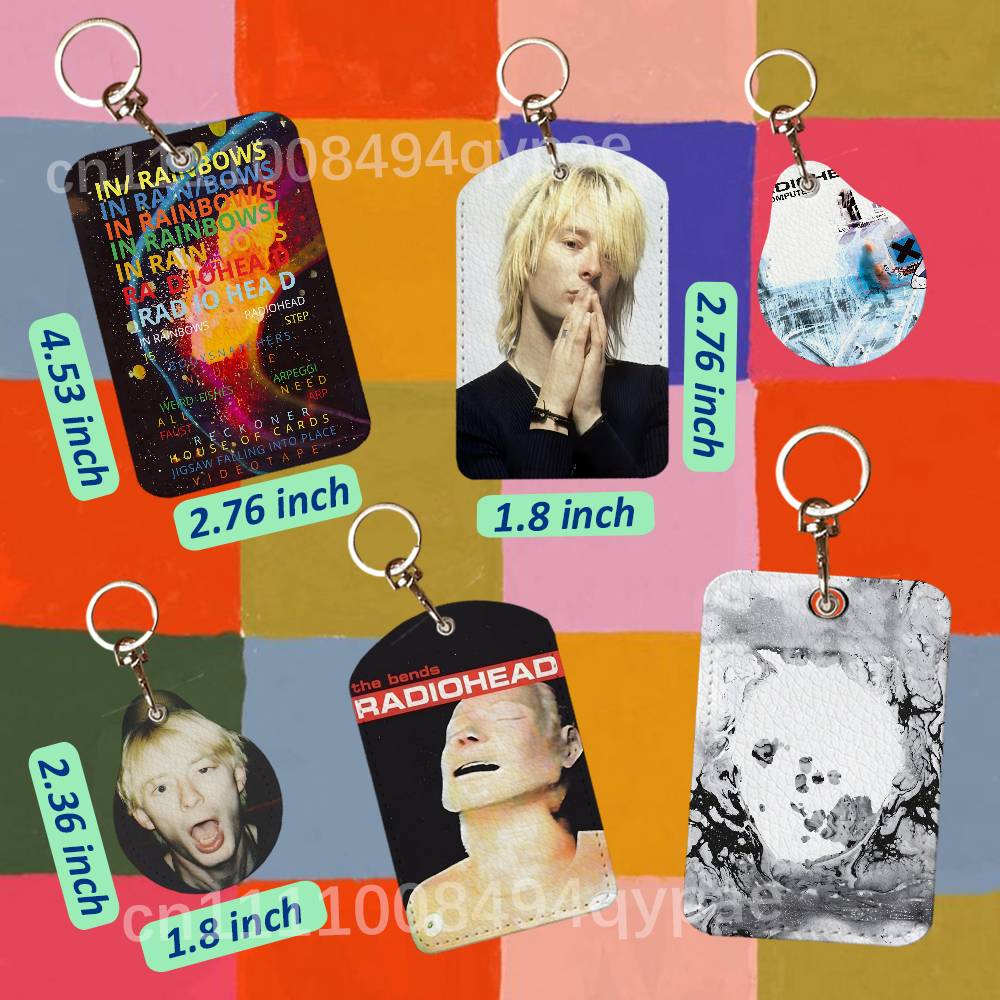 Gaming Accessories Gifts - R-Radiohead In Rainbows Leder-Zugangskartenetui, Anti-Verlust-Kartenhalter, Schlüsselanhänger,
