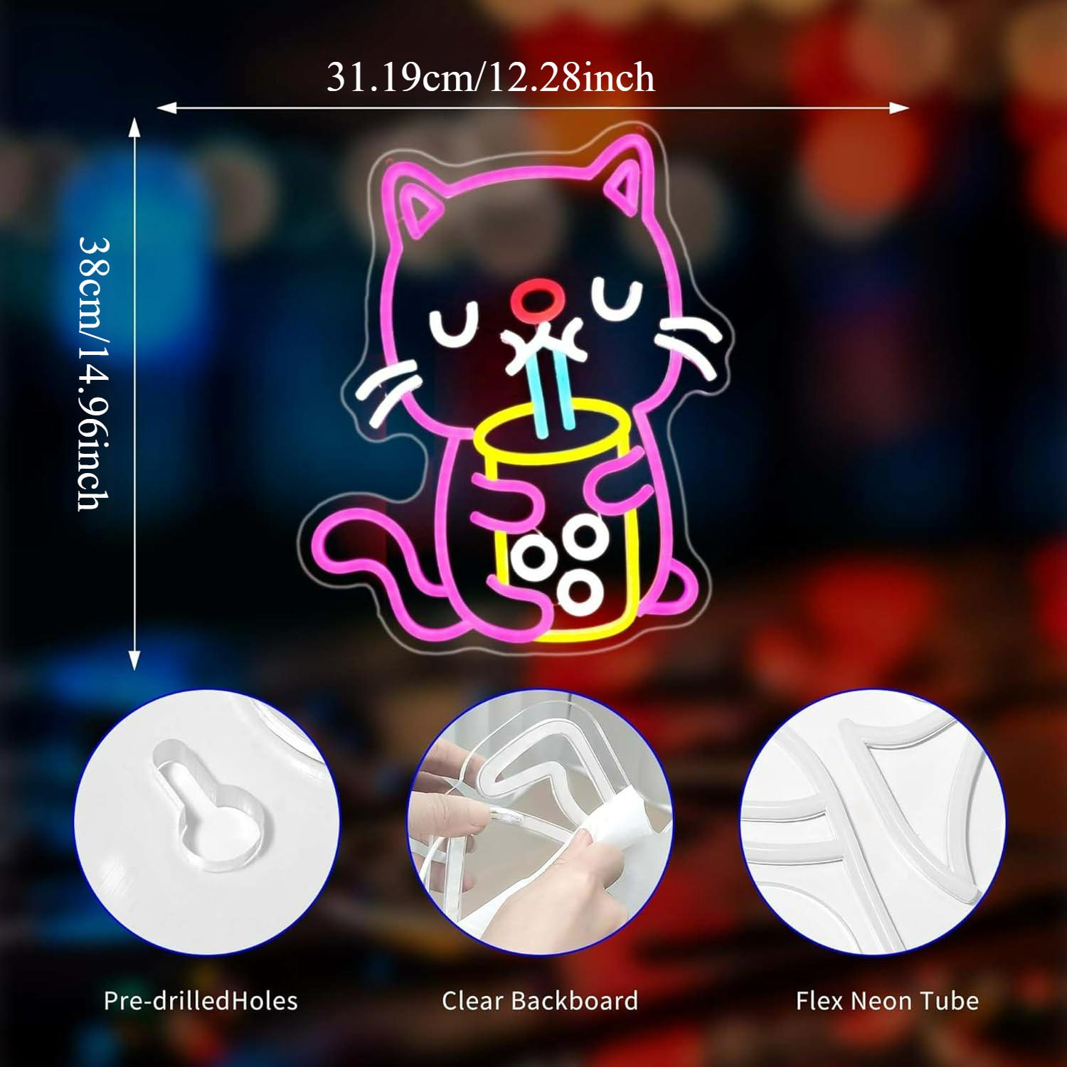 Katzen-Boba-Tee-Neonschild USB – Gaming Accessories Shop Bewertung und Preis